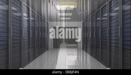 View of empty computer server room in seamless pattern Stock Photo
