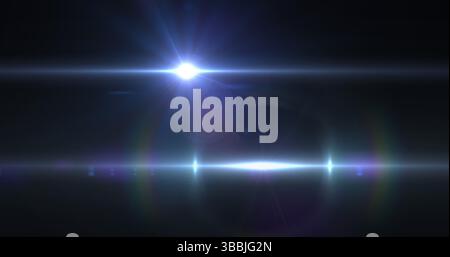 Image of glowing lights and spots over black background Stock Photo