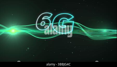 Image of moving green wave over dark background Stock Photo