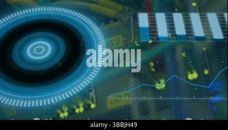 Image of scope scanning and data processing over cables in computer server Stock Photo