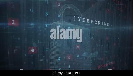 Image of online security padlock icon and data processing Stock Photo
