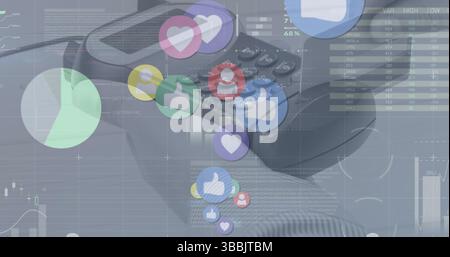 Image of american dollar banknotes falling over heart euro banknotes Stock Photo