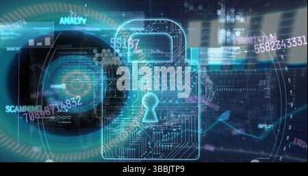Image of globe with network of connections and data processing over glowing computer servers Stock Photo
