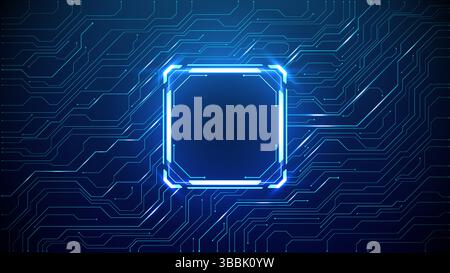 Abstract neon blue tech circuit board lines sci-fi background ...