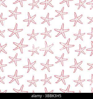 Delicate vector pattern with pink starfishes Stock Vector