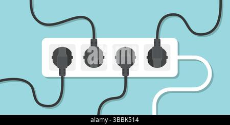 Electric socket icon in flat style. Connection and disconnection vector illustration on isolated background. Wire adapter sign business concept. Stock Vector