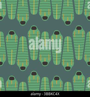 Sleeping bag seamless pattern on dark blue background. Summer camp pattern design in hand drawn flat style for scrapbooking, textile, wrapping, banner Stock Vector