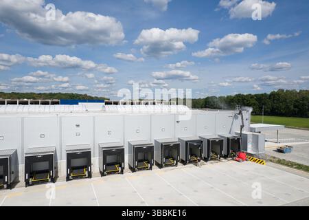 Loading Docks: Distribution Warehouse Exterior. Stock Photo