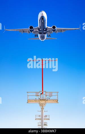 Modern airliner during a landing Stock Photo