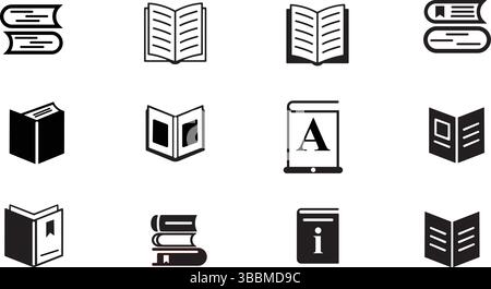 Minimalist Book Icons Pack Perfect for Branding and Digital Projects Stock Vector