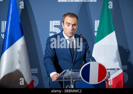 Sébastien Lecornu, Minister of the Armed Forces for France delivers his ...