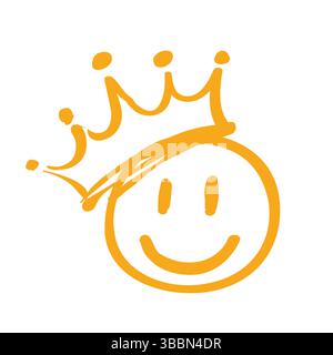 yellow crown emoji with white background Stock Vector