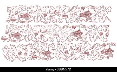 Fast food icon set background Stock Vector