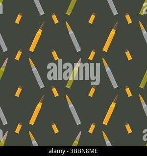 Vector seamless pattern of different caliber bullets with background Stock Vector