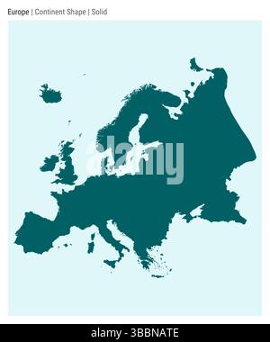 Europe. Simple vector map. Continent shape. Solid style. Border of Europe. Vector illustration. Stock Vector