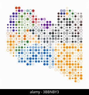 Libya, shape of the country built of colored cells. Digital style map of Libya on white background. Large size circle blocks. Stock Vector