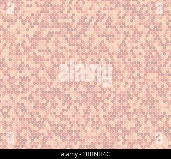 Honeycomb hexagons background. Rounded stacked hexagons mosaic cells. Red color tones. Small hexagon geometric shapes. Seamless pattern. Stock Vector