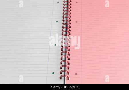 Spiral bound lined notebook with light pink page. High quality photo Stock Photo