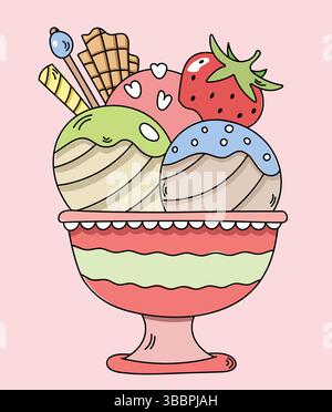 Ice cream cone with toppings illustration Stock Vector Image & Art - Alamy