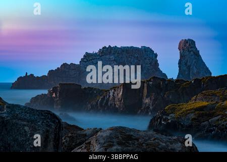 In Matanzas, Chile, a peaceful seaside escape unfolds as the sun descends. Stock Photo