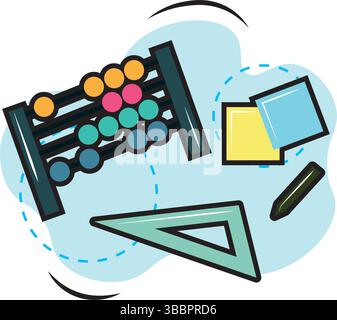 Abacus and math tools. Vector illustration Stock Vector