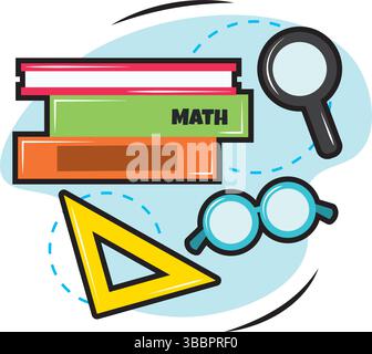 Math books and tools. Vector illustration Stock Vector