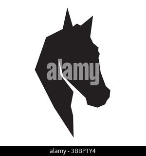 Polygonal Horse Stallion Equestian Logo Icon with Horse Face Stock Vector