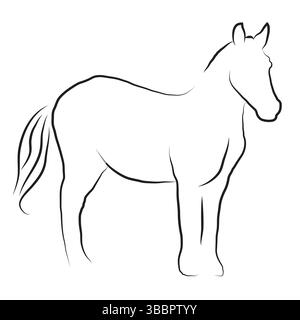 Horse Outline Thin Isolated Illustration Stock Vector