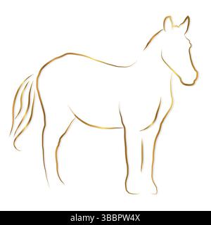 Gold Elegant Horse Thin Illustration in Luxury Style Stock Vector