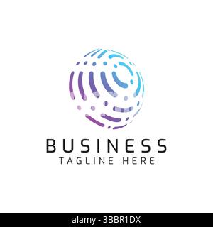 Logo Global Technology and Business Finance Gradient Colorful Abstract 3D Shape. Stock Vector