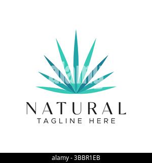 Grass, Leaf, Plant Abstract Logo Fresh Green Color Natural Concept. Business Skin Beauty Care and Pure Organic Product. Stock Vector