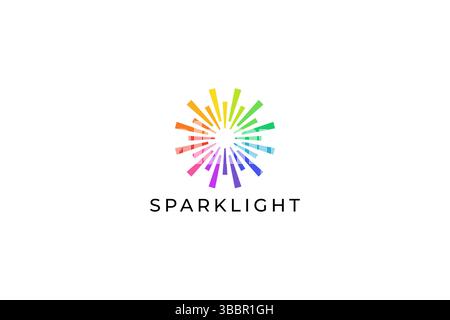 Colorful Firework Spark Light Festival and Carnival Concept Logo. Creative and Happiness Symbol Brand Identity for Startup Business. Stock Vector