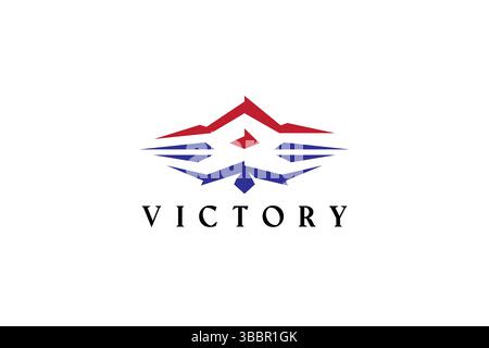 Logo Abstract Sign Symbol Maple Leaf, Mountain, Shield with Color Blue and Red. America and Canada Brand Identity Business Concept. Stock Vector
