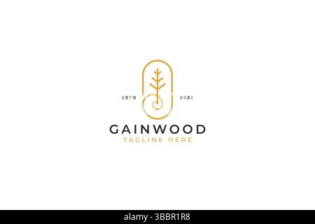 Abstract Letter G and Pine Tree Logo. Outdoor Camp Vector Illustration Template. Luxury Beauty Fashion Sign Symbol Badge. Stock Vector