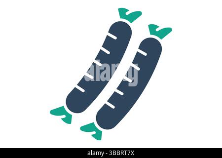 Sausage icon. solid icon style. icon related to processed meat product. food elements vector illustration Stock Vector