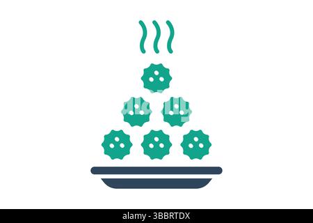 Meatball icon. solid icon style. icon related to ground meat. food elements vector illustration Stock Vector