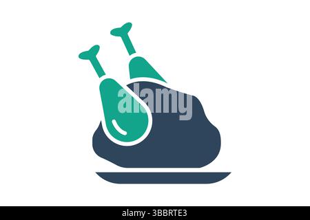 Chicken icon. solid icon style. icon related to chicken meat. poultry elements vector illustration Stock Vector