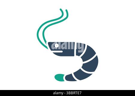 Shrimp icon. solid icon style. icon related to food. seafood elements vector illustration Stock Vector
