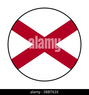 Flag of Alabama. Black edge. Alabama circle flag logo icon computer vector illustration design. Stock Vector