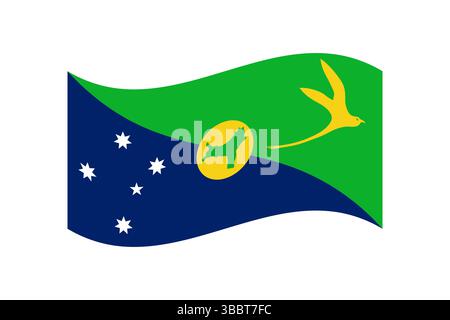 Flag of Christmas Island. Christmas Island flag official colors and proportion digital vector illustration. Wavy flag. Stock Vector