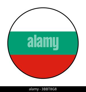 Flag of Bulgaria. Black edge. Bulgaria circle flag logo icon computer vector illustration design. Stock Vector