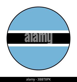 Flag of Botswana. Black edge. Botswana circle flag logo icon computer vector illustration design. Stock Vector
