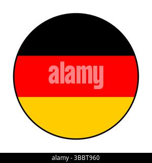 Flag of Germany. Black edge. Germany circle flag logo icon computer vector illustration design. Stock Vector
