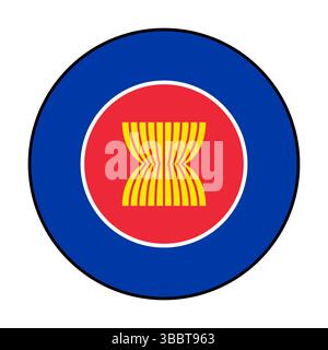Flag of Association of Southeast Asian Nations. Black edge. Association of Southeast Asian Nations button flag logo icon Stock Vector