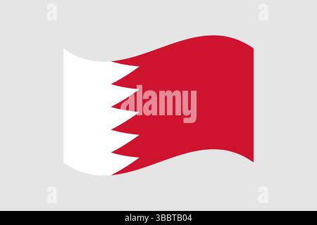 Flag of Bahrain. Bahrain flag official colors and proportion digital vector illustration. Wavy flag. Stock Vector