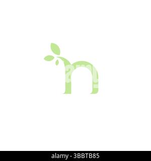 Letter N Three Leaf Logo Design Stock Vector