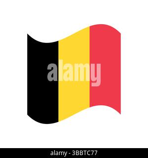 Flag of Belgium. Belgium flag official colors and proportion digital vector illustration. Wavy flag. Stock Vector