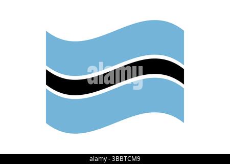 Flag of Botswana. Botswana flag official colors and proportion digital vector illustration. Wavy flag. Stock Vector