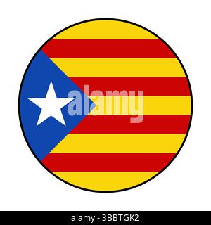 Flag of Catalonia. Black edge. Catalonia circle flag logo icon computer vector illustration design. Stock Vector