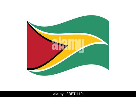 Flag of Guyana. Guyana wavy flag digital vector illustration. Stock Vector